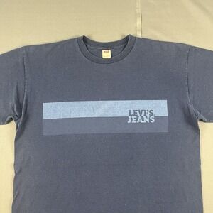 Vintage 90s Levi's Blue Graphic T-shirt Made In USA Size L